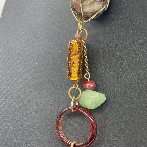 Multicolor Stones Beaded Leather Cord Necklace 47 Inches - Picture 8 of 10